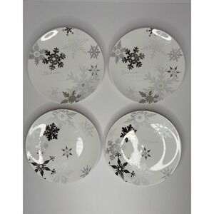 Set Of 4 Restoration Hardware Let it Snow 8.25" Cake Plates‎ Holiday Christmas